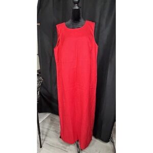 VTG Positive Attitude 90s Womens Red Linen Blend Sleeveless Shift Maxi Dress 16